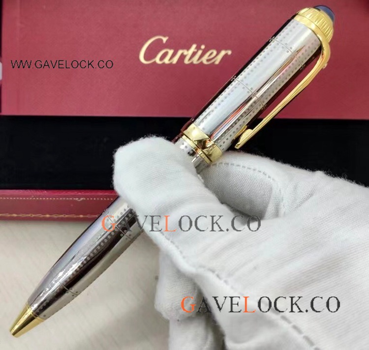 New Arrival Copy Cartier Roadster Ballpoint pen Gold Trim